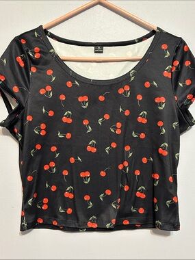 Cherry Print Crop Top